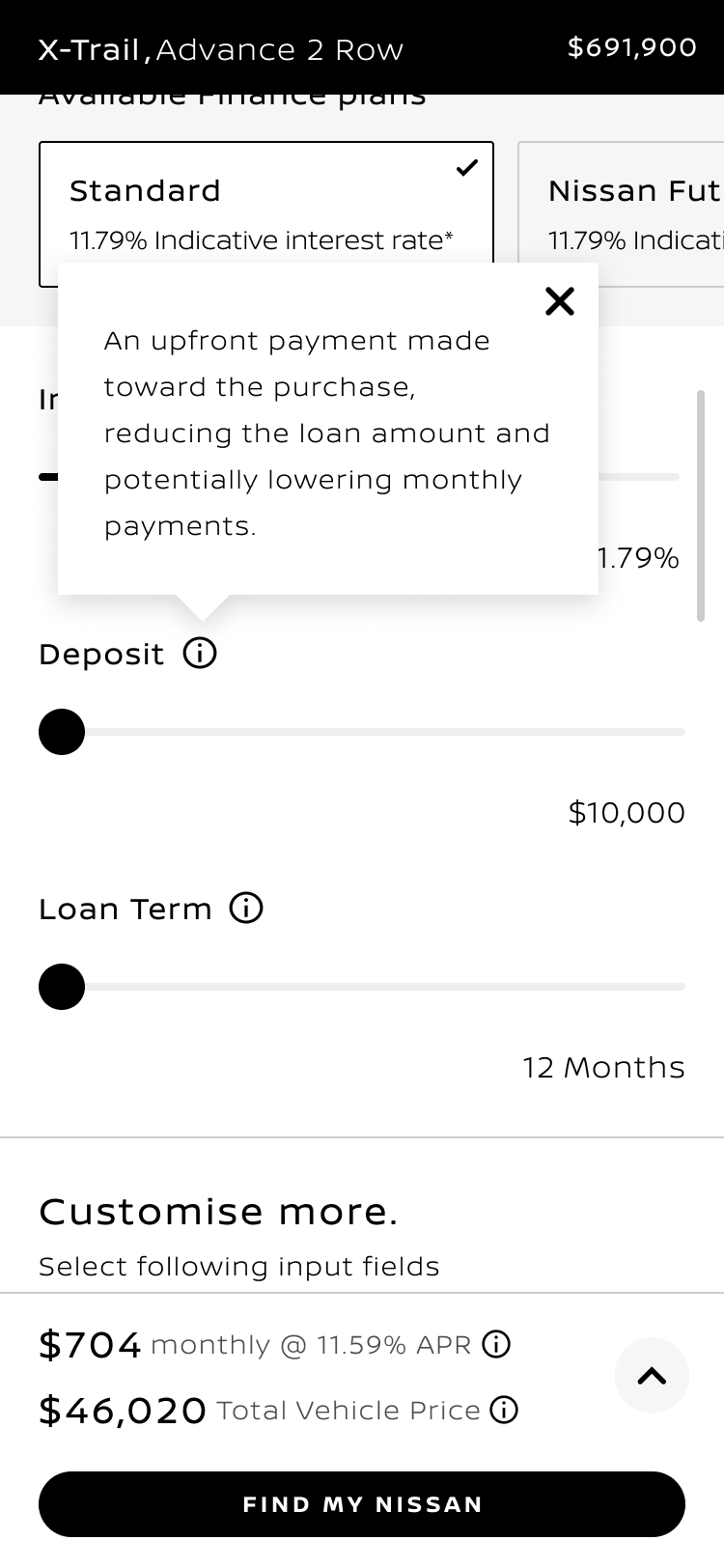 Contextual explanation attached to the deposit control