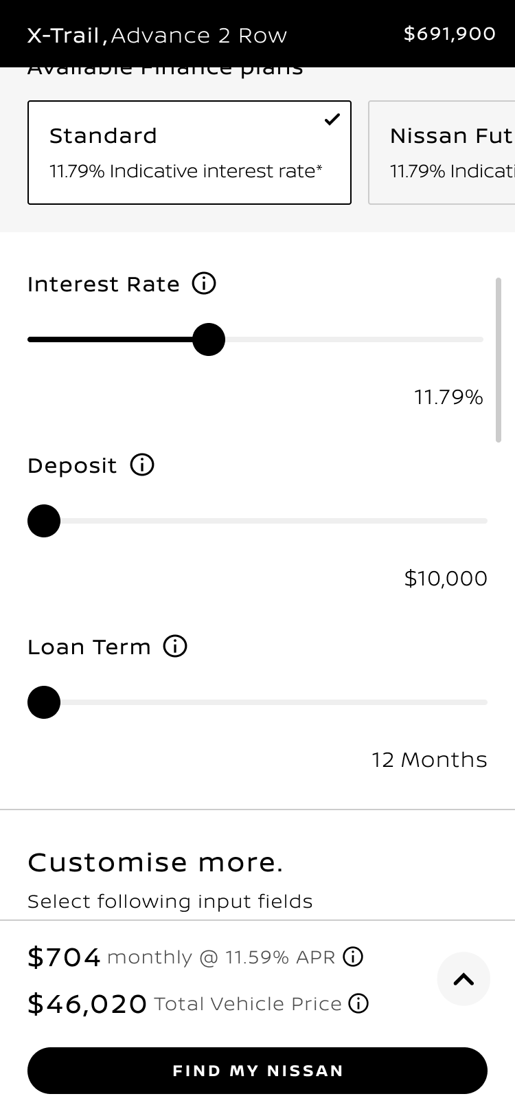 Collapsed finance summary showing the persistent affordability signal